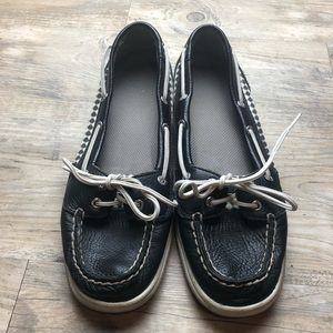 Sperry Black checkered topsider boat shoes